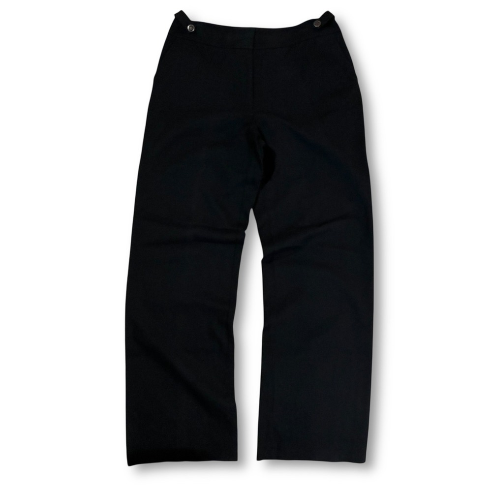 Ellen Tracy Black Wide Leg Dress Pants Heavy Cotton Spandex Blend Women's 8